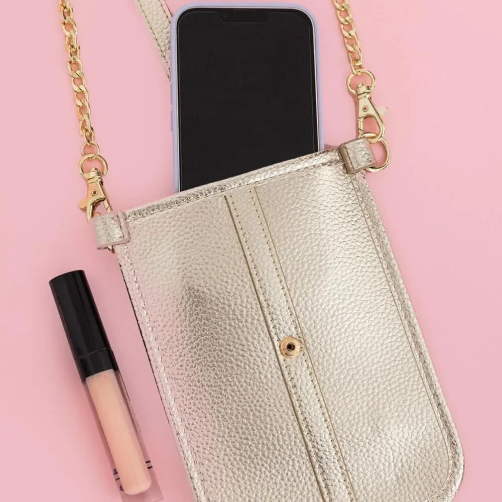 Crossbody Phone Purse Leatherette Compact Wallet with Card Slots ID Window